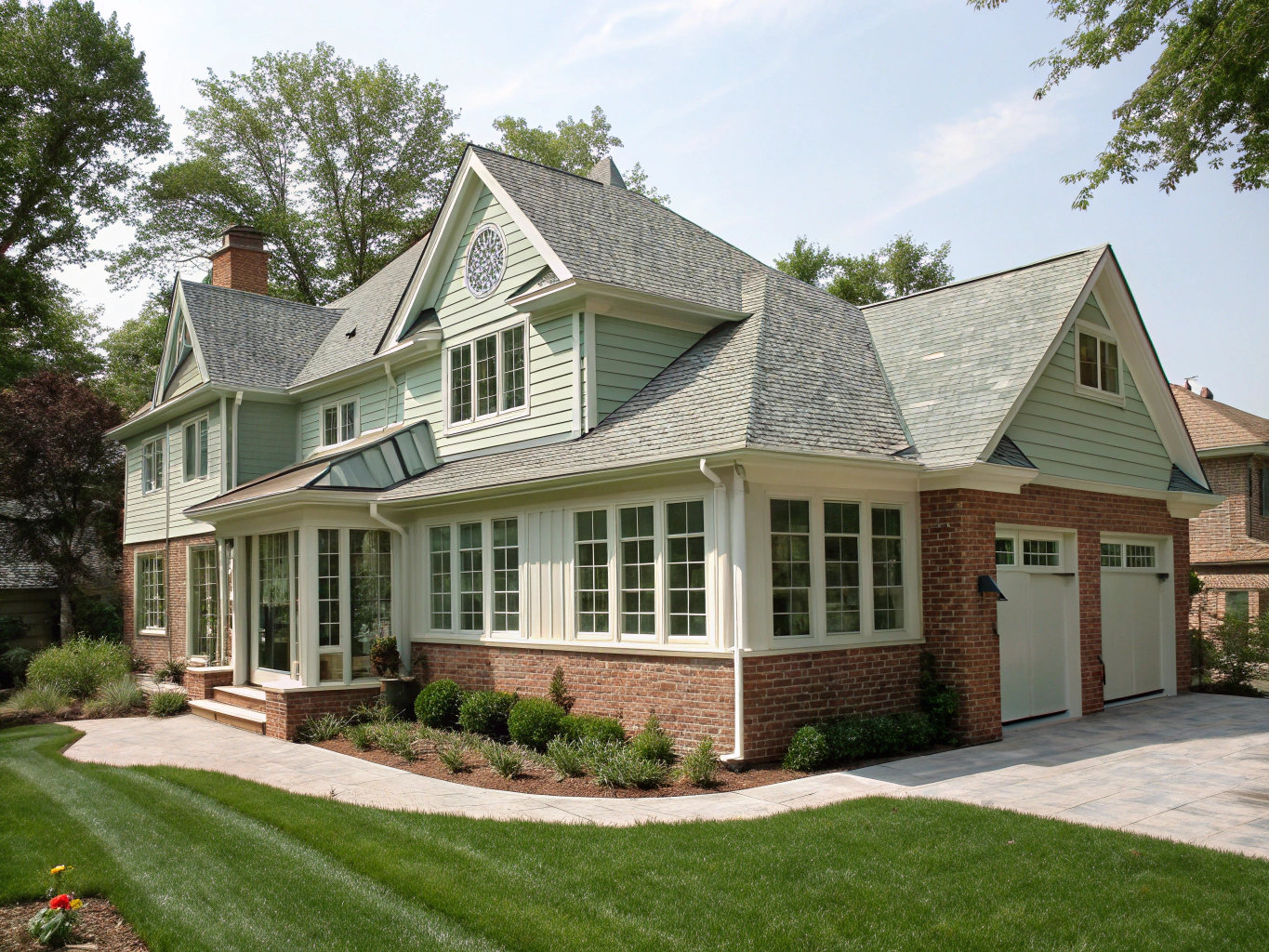 Architectural residential home addition with matching exterior siding and custom roof tie-in on a Powder Springs home