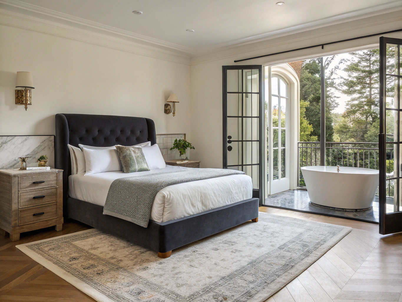 Luxury master primary bedroom suite renovation with custom ensuite bathroom in Powder Springs Georgia